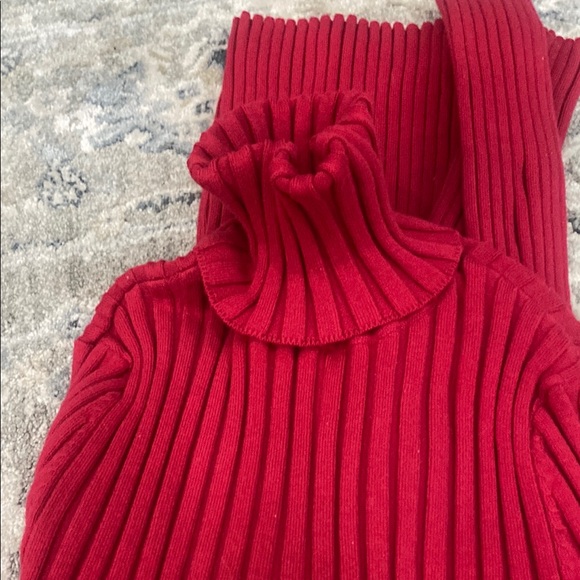 Red Ribbed Long Sleeve Top - Picture 3 of 3